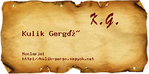 Kulik Gergő névjegykártya